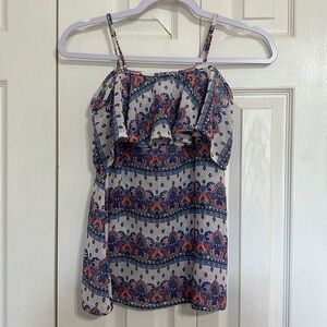 GB Girls Boho Paisley Ruffle Swim Top Cover-Up - Size 7
